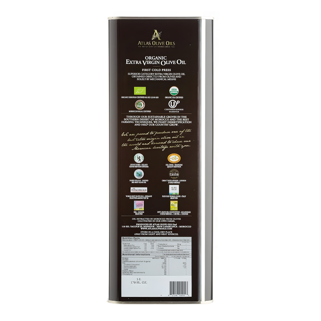 Atlas – Huile d’olive extra vierge bio premium  (bidon métal)